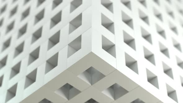 Seamless loop white mesh box resizing enlarge and retract