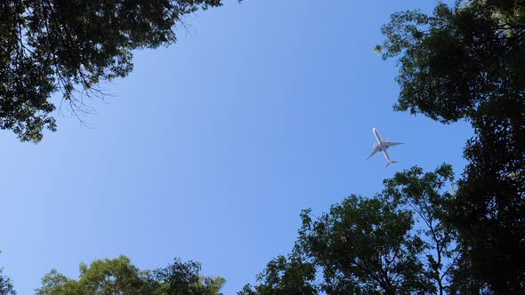 Commercial Airliner Flying Across the Sky
