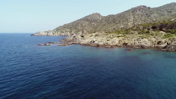 Aerial View of Cape Creus Coast in Port De La Selva Catalonia Spain