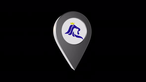 3d Animation Map Navigation Pointer With Flag Of Luxembourg City (Luxembourg) With Alpha Channel -4K alt