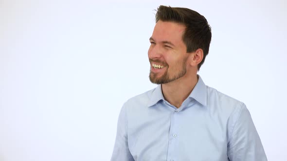 A Young Handsome Man Celebrates - White Screen Studio alt