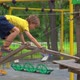 Happy Child in a Yellow Teashirt School Boy Enjoys Activity in a Climbing Adventure Park - VideoHive Item for Sale