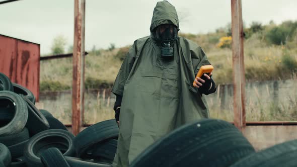 Military Walking with Geiger Counter alt