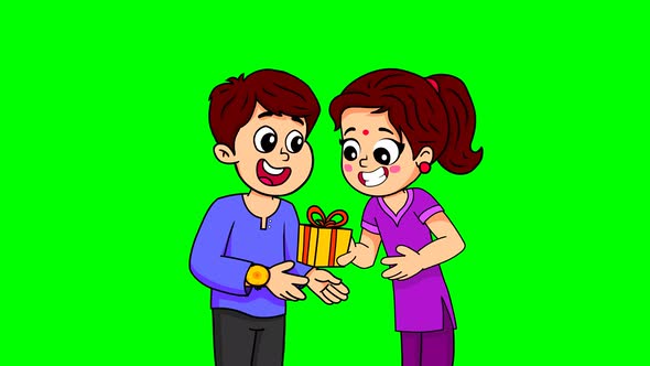 Cute sister celebrating Raksha Bandhan with her sweet brother - festive season.