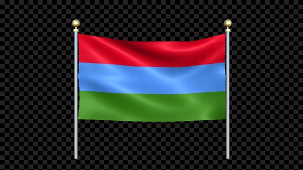 Flag Of Karelia Waving In Double Pole Looped alt