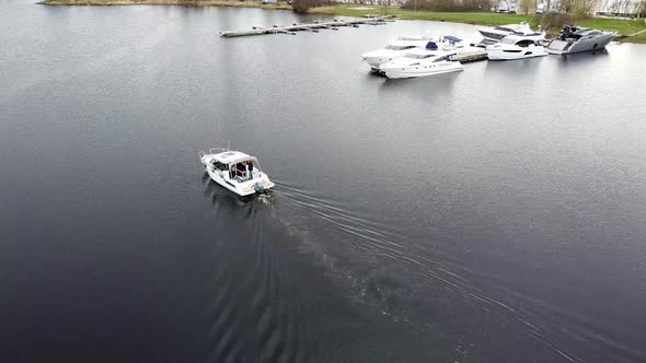 Motor boat on the river alt