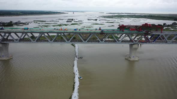 Aerial view of Padma bridge, Dhaka, Bangladesh. alt