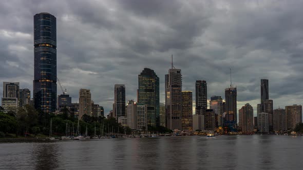 Brisbane City Skyline At Sunset
