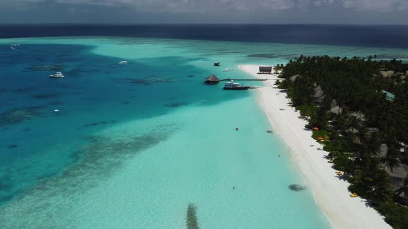 Scenic Aerial Drone Сircular Fly Over Maldives Resort