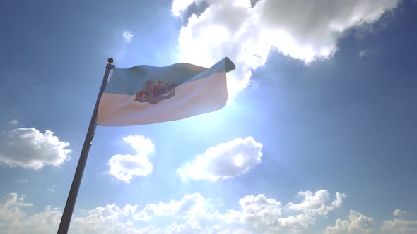 Riga City Flag on a Flagpole V4 - 4K alt