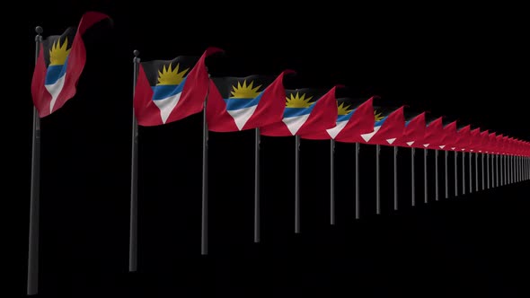 Row Of  Antigua And Barbuda  Flags With Alpha 2K alt