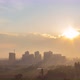 Sunset Over Urban City, Modern Downtown Skyline Buildings Silhouettes - VideoHive Item for Sale