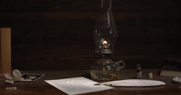 Letter written with quill quill and ink