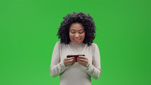 Green Screen Young African Female Playing Game
