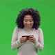 Green Screen Young African Female Playing Game - VideoHive Item for Sale