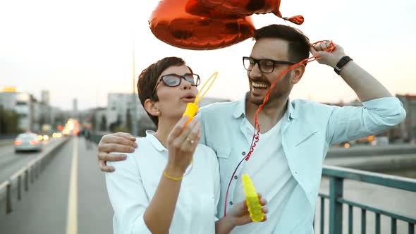 Couple in Love Dating and Smiling Outdoor alt