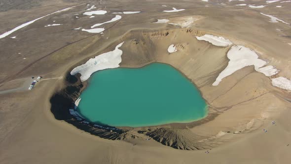Krafla Crater. Volcanic Caldera. Iceland. Aerial View alt