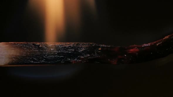 Burning Match on Black Background in Macro alt