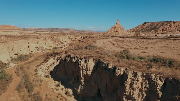 Drone shot of the Bardenas Reales National Park in Spain alt