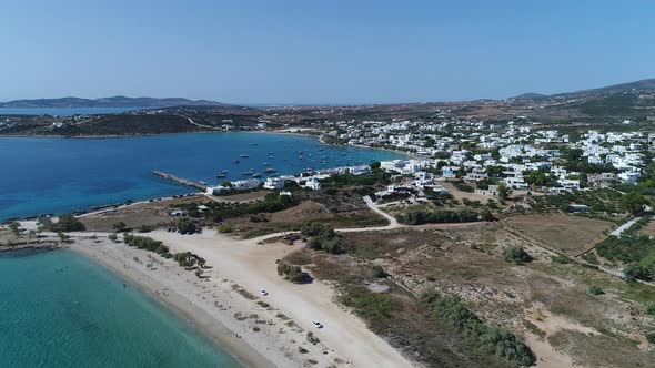 Naxos beach in the Cyclades in Greece seen from the sky alt