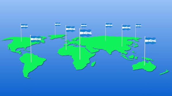 Honduras National Flag Fly On Earth Map Animation alt