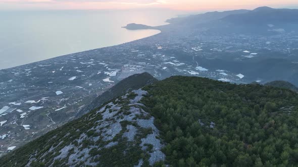 View of the city of Alanya aerial view 4 K alt