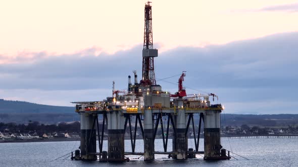 Aerial View of an Oil and Gas Drilling Platform and Rig alt