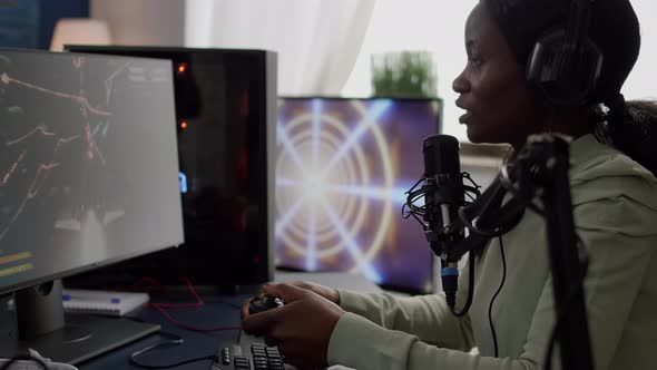 Sad Black Woman Streamer Finishing Virtual Gaming Tournament Losing alt