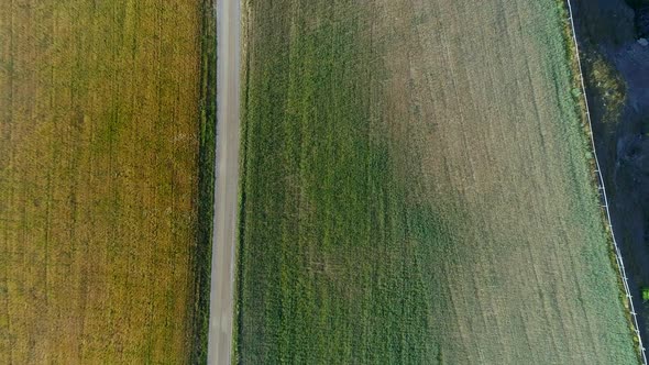 Aerial Top Down View of Country Road