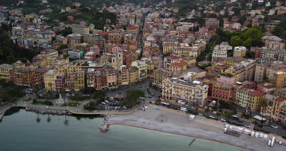 Picturesque Tourist Italy City of Santa Margherita Ligure, near Portofino - Aerial alt
