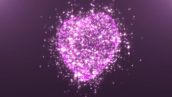 Pink Particles Heart Rotation Animation