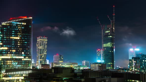 Time Lapse Night in Warsaw Poland alt
