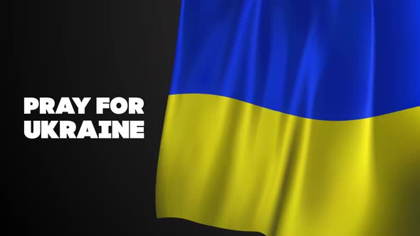 Blue Yellow Ukrainian Flag with Pray for Ukraine Lettering Seamless Loop