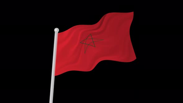 Flag Of Morocco Wavy Animated On Black Background alt