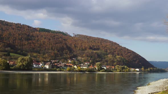 Autumn View Of Small Austrian Village On A River Bank 2 alt