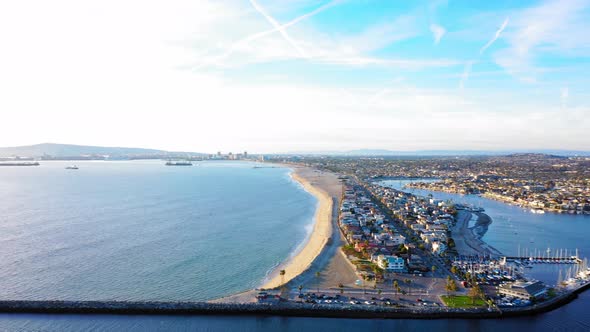 Seal Beach Jetty's turning right to view Alamitos Park and Naples island. alt