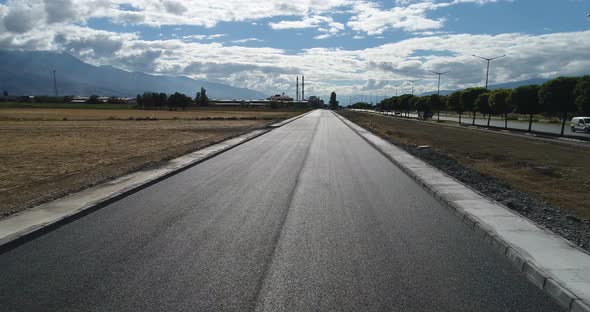 Aerial Drone Shot Rural Road