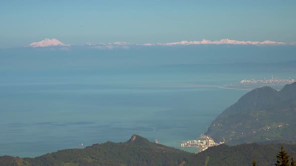 Mt.Elbrus Russia and Batumi Georgia From Turkey While Looking at the Territory of Three Countries alt