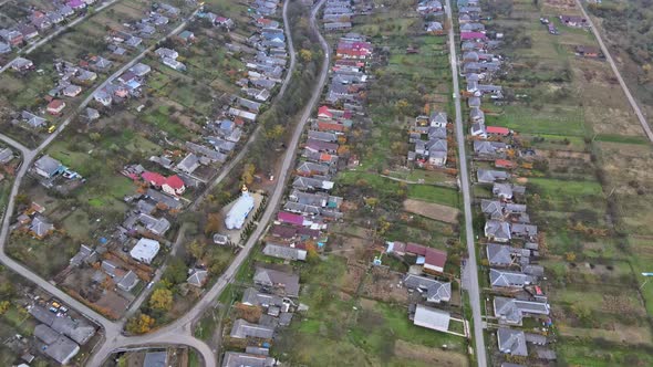 Large Village Landscape with Country Houses From a Height in a Private Field Land alt