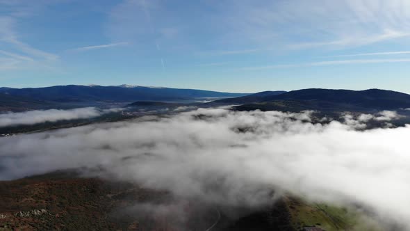 Mountain sea of fog Drone Timelapse - Palacios de la Sierra HD