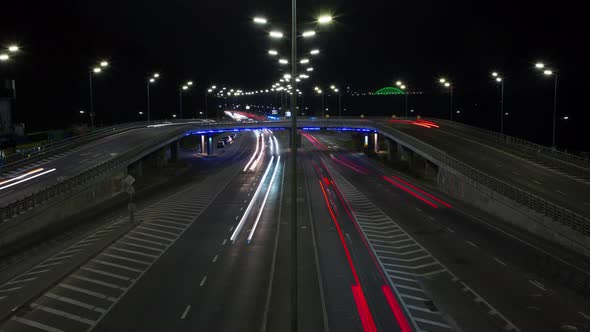 The Movement Of Cars On The Road Of A Big City, Time Lapse
