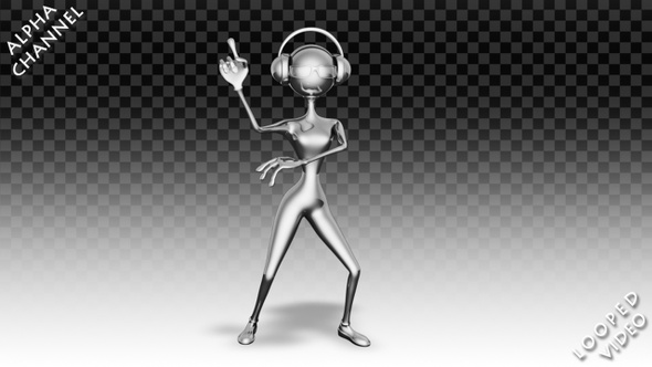 3D Silver Woman - Cartoon Cheerful  Dance alt