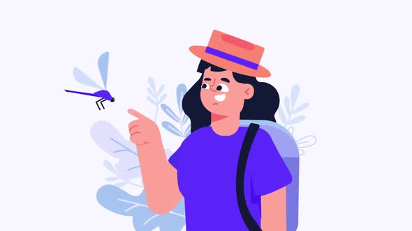 Beautiful Girl Is Traveling In The Forest alt