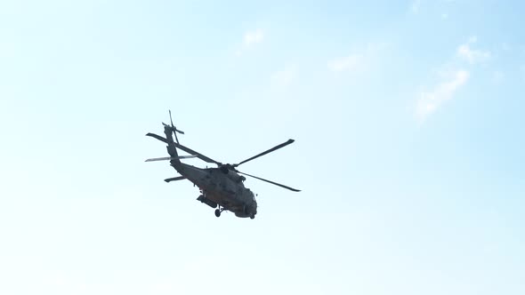 NATO Military Helicopter Off the Coast of Turkey Near the Greek Island of Lesvos