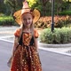 Cute Little Caucasian Girl with Blonde Hair Seven Years Old in Costume of Witch with Hat and Black - VideoHive Item for Sale