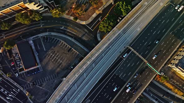 Road Traffic on Freeway in Urban Los Angeles California alt