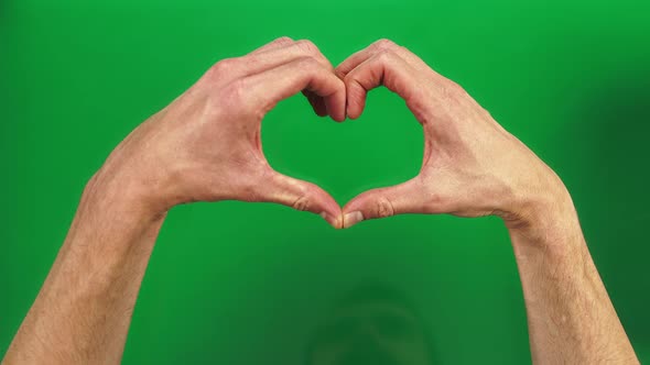 Package of 9 Gestures Made By Hand Showing Heart Shape on Green Screen alt