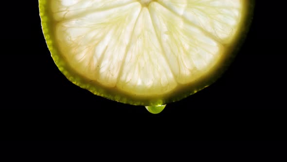 Juicy Lime Slice on Black Background alt