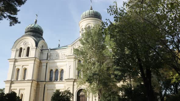 VIDIN, BULGARIA - OCTOBER 10, 2017 St. Martyr Dimitar Eastern orthodox church building in city cente