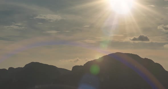 Time Lapse of Day Clouds Over the Wonderful Bay of Phi Phi Island Landscape with Boats. Andaman Sea alt